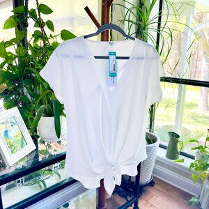 NWT Stitch Fix Beacon Avianna Tie Front Blouse White Size Small